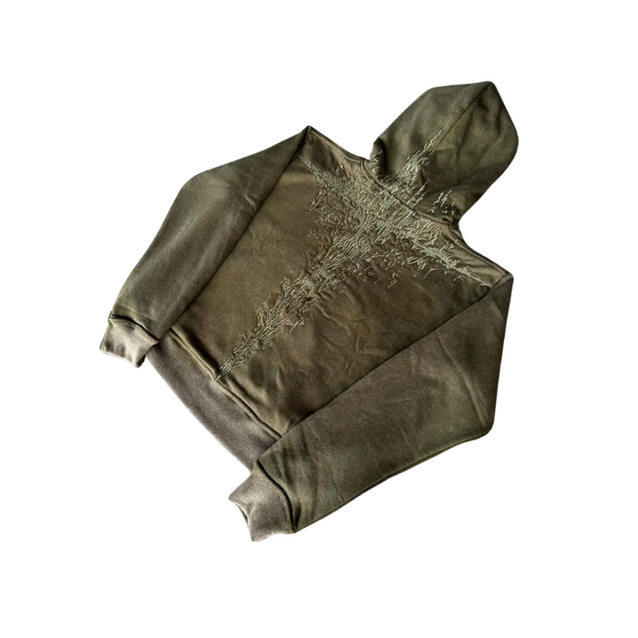 Hoodie With Abstract Embroidered Back Design