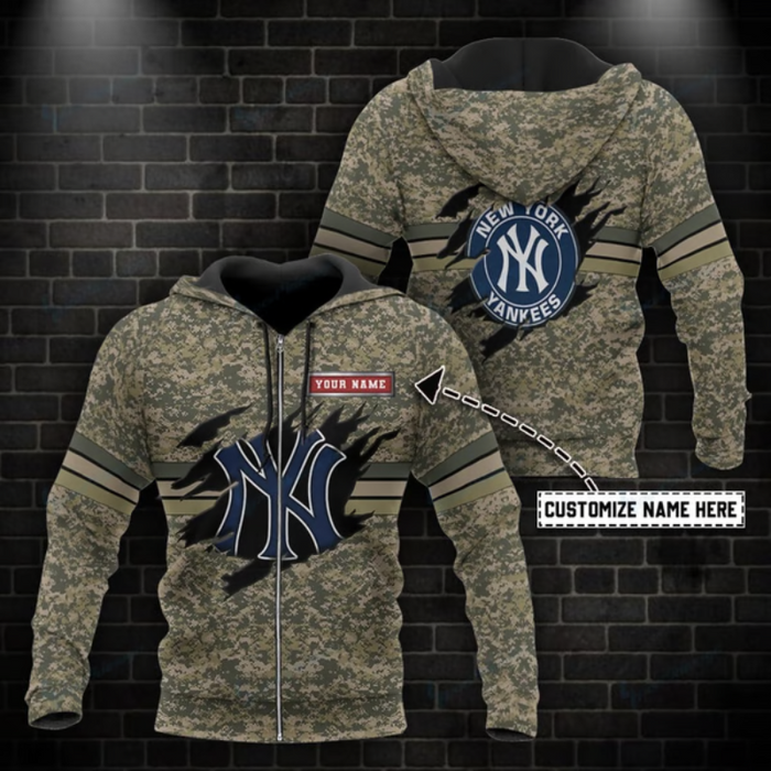 Personalized New York Yankees Pattern All Over Printed Hoodie