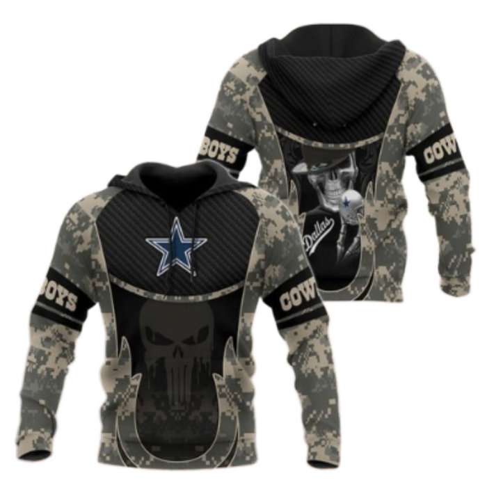 Camouflage Graphic Hoodie With Dallas Cowboys Design