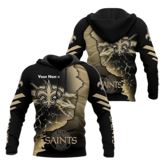 New Orleans Saints Graphic Pullover Hoodie With Customization