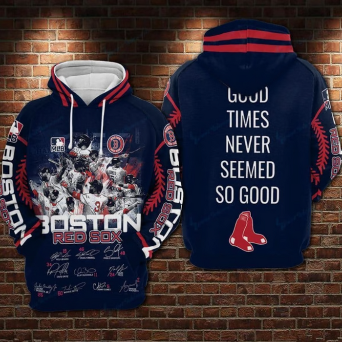 Boston Sox Themed With Team Signatures And Slogan Hoodie