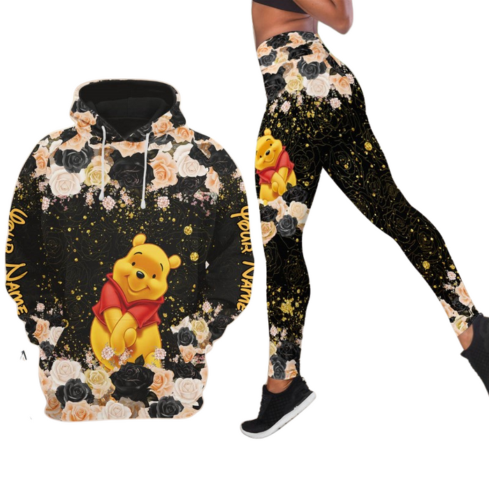 Customizable Winnie The Pooh Glitter Hoodie And Leggings Set