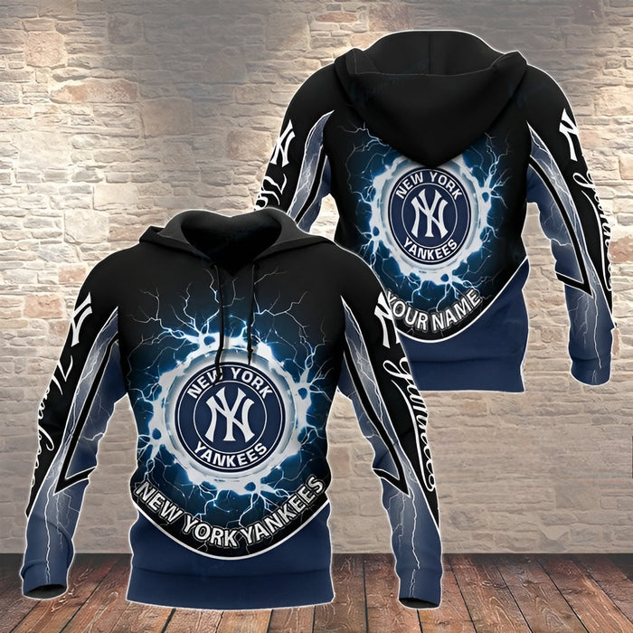 Custom Lightning Strike New York Yankees 3D Hoodie