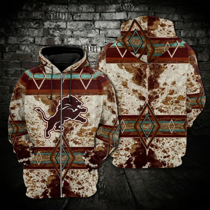 Detroit Lions Patterned Pullover And Zip Up Hoodie