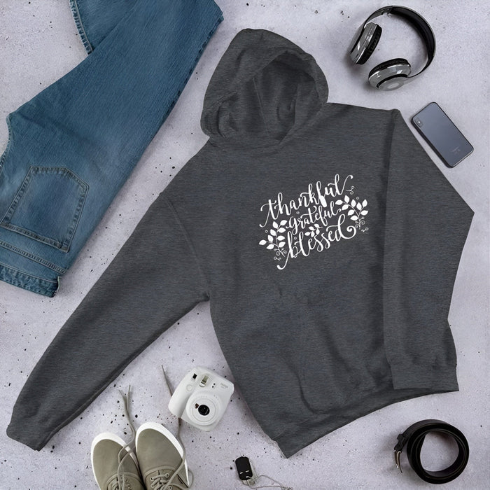 Thankful And Grateful Thanksgiving Printed Hoodie