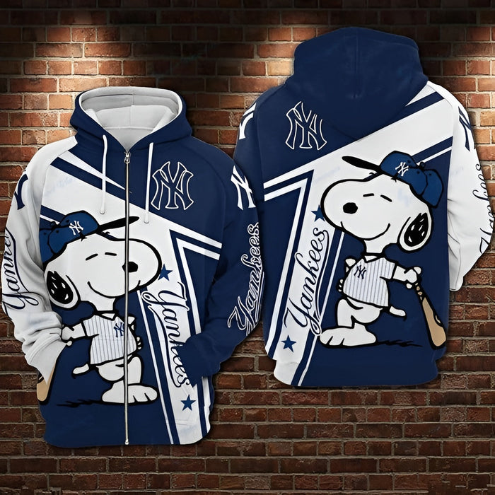 Snoopy Baseball Graphic Fan Zip Up Hoodie And Pullover