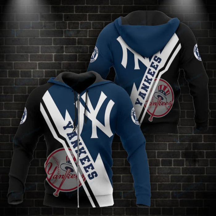 New York Yankees Themed Hoodie With Pullover And Zip Up Option