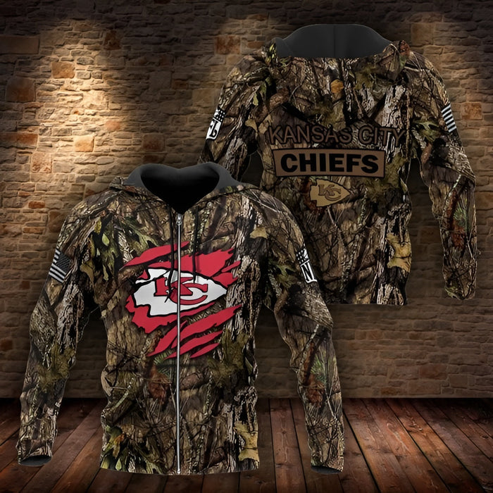 Kansas City Camo Hoodie With Pullover And Zip Up Style