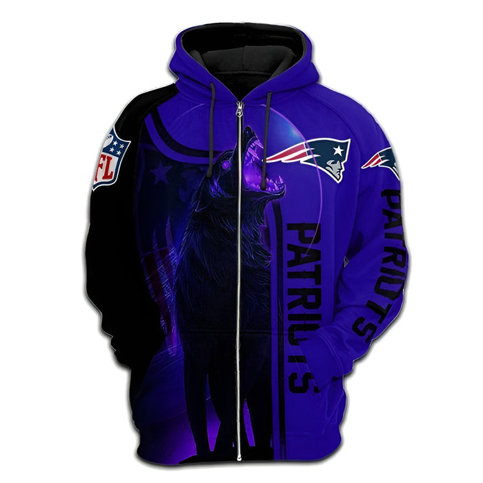 Patriots Howling Wolf Team Zip Up Hoodie And Pullover