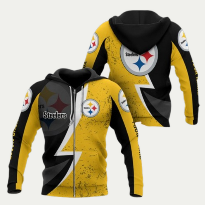 Bold Pittsburgh Steelers Graphic Zip Up Hoodie