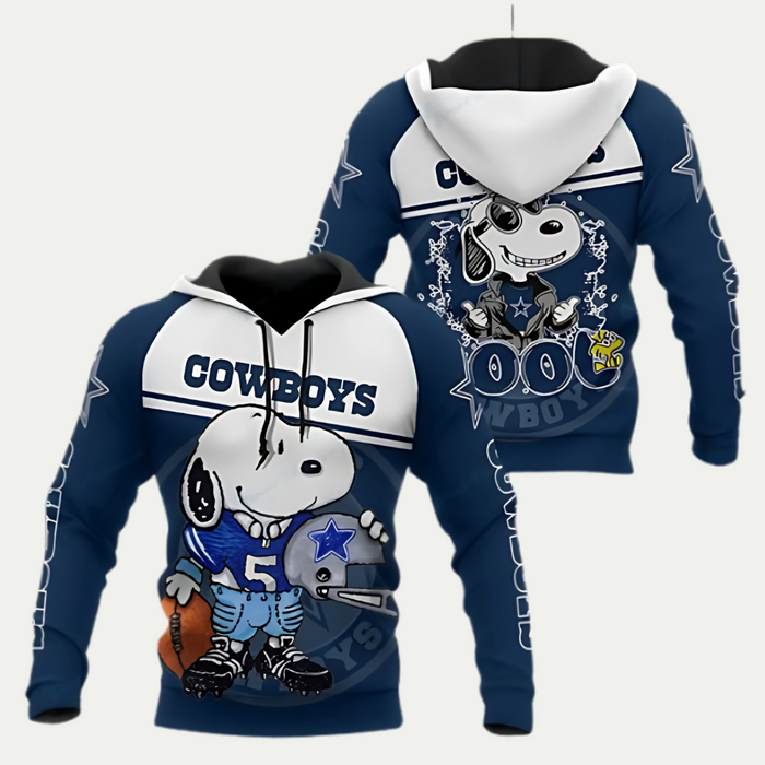 Dallas Cowboys Football Themed Cartoon Hoodie