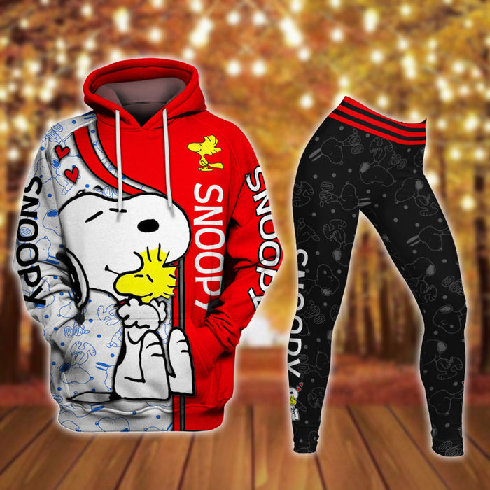 Classic Snoopy Cartoon Hoodie And Leggings Set