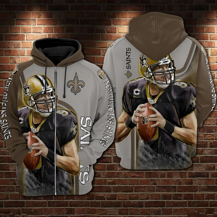 New Orleans Saints Quarterback Player Graphic Hoodie