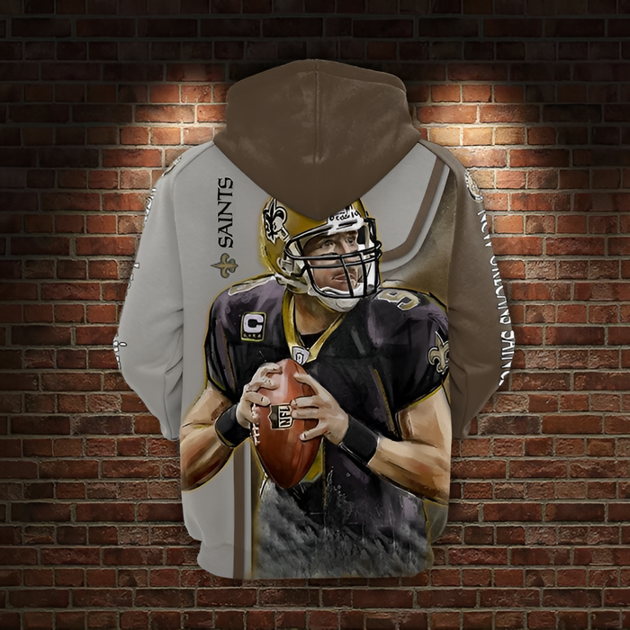 New Orleans Saints Quarterback Player Graphic Hoodie