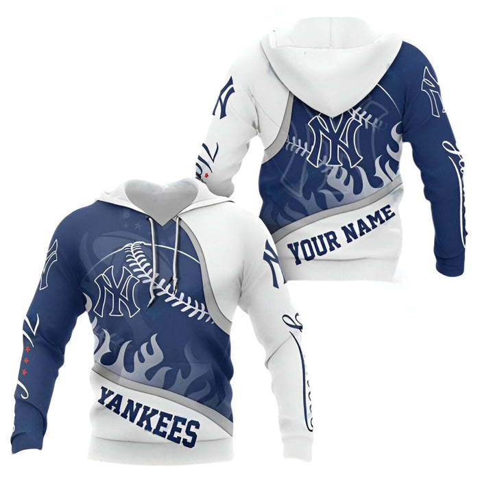 Personalized Yankees Flame Baseball Hoodies