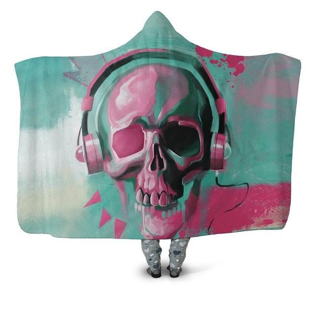 Hip Hop Music Skull Blanket Hoodie