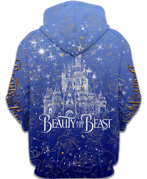 Blue Beauty and The Beast Zip-up Hoodie
