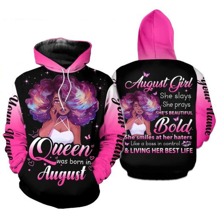 Custom Personalized Birthday August Queen Hoodie