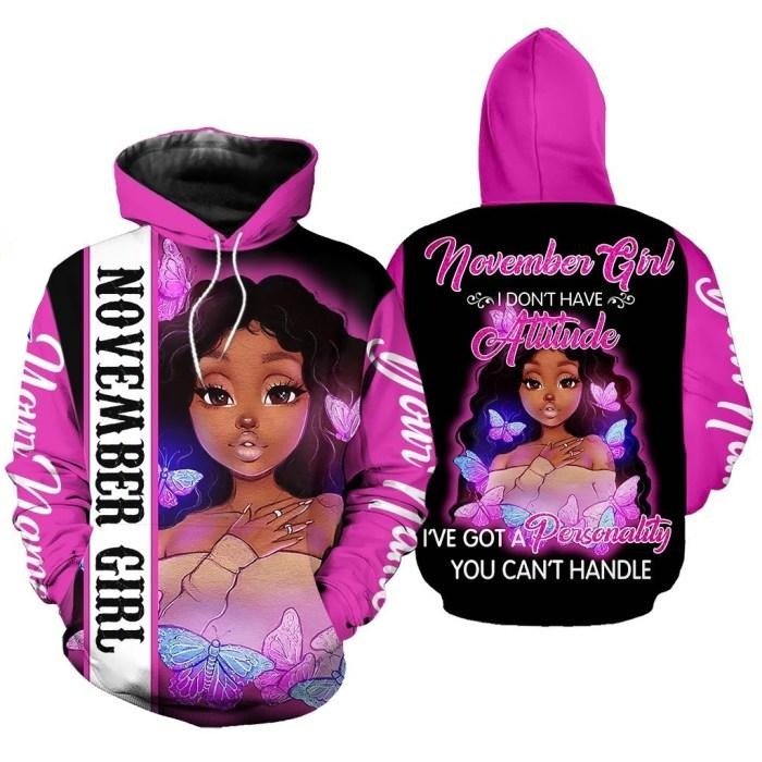 Custom Personalized Birthday November Girl Hoodie