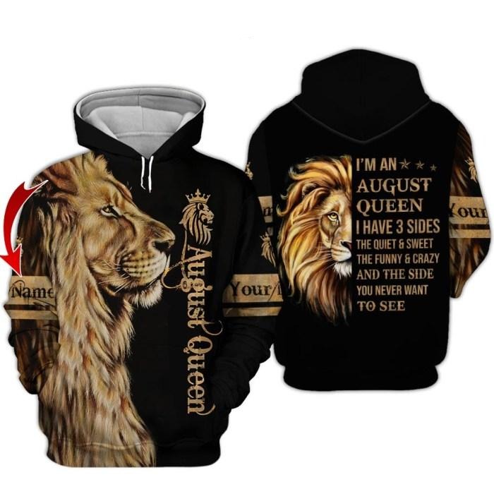 Custom Personalized Birthday August Queen Lion Hoodie
