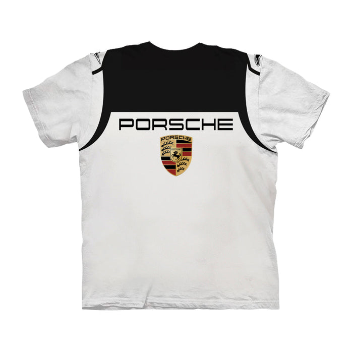 White Porsche Printed T Shirt