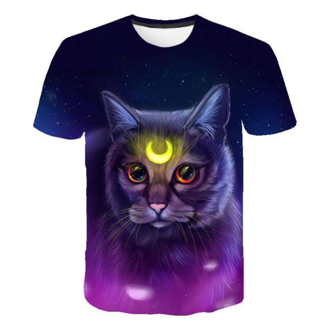 Purple Moonlight Cat T-Shirt