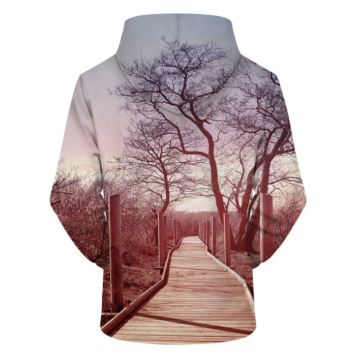 Stylish 3D Graphic Tree Hoodie Pullover