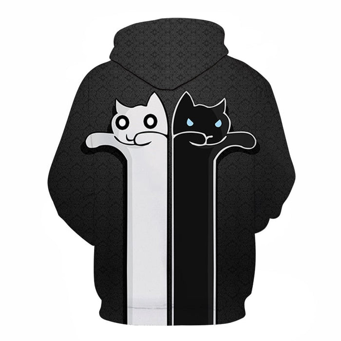Stylish 3D Two Zombie Cats Printed Hoodie