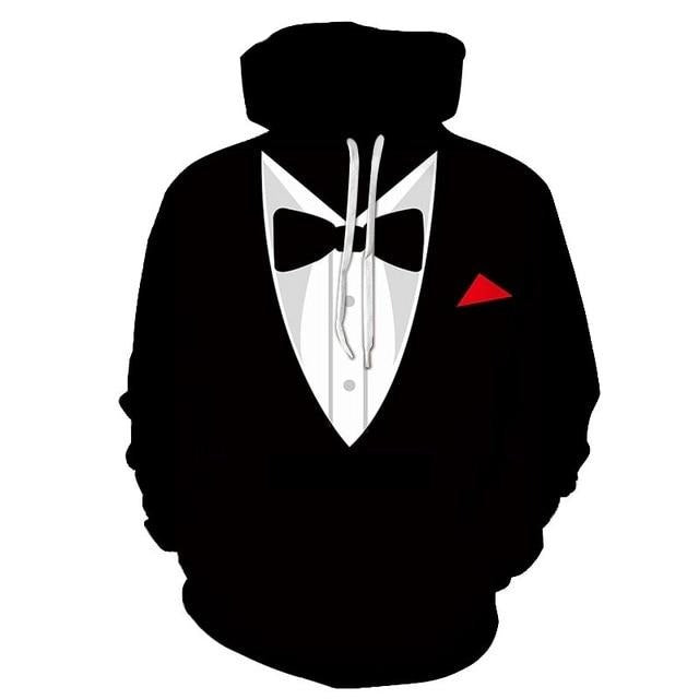 Stylish Bow Tie 3D Print Black Hoodie