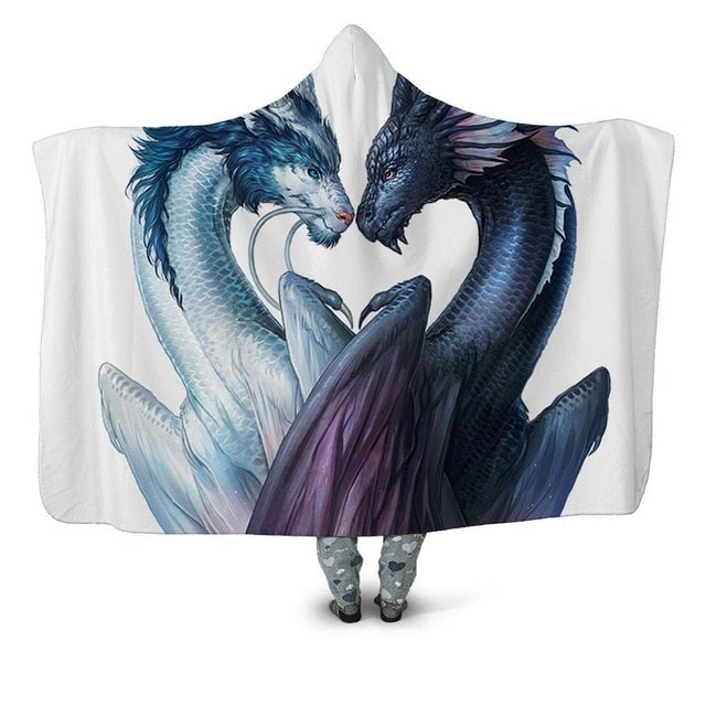 Yin & Yang Dragon Heart Blanket Hoodie