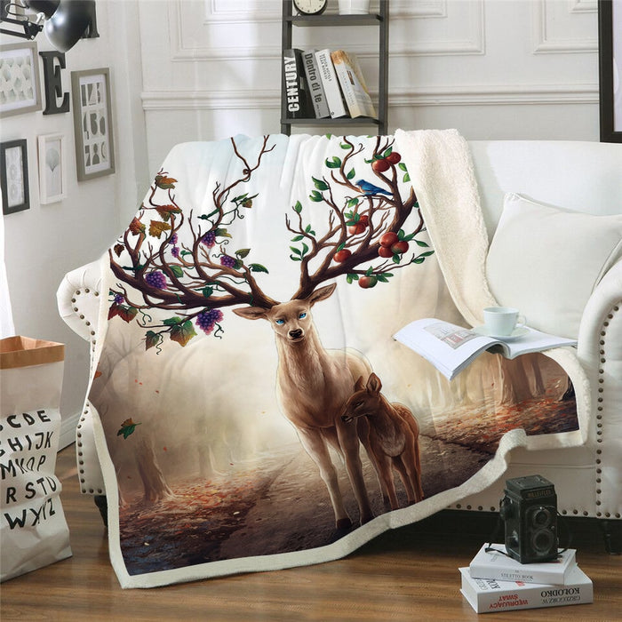 Deer Antlers in Seasons Blanket Quilt