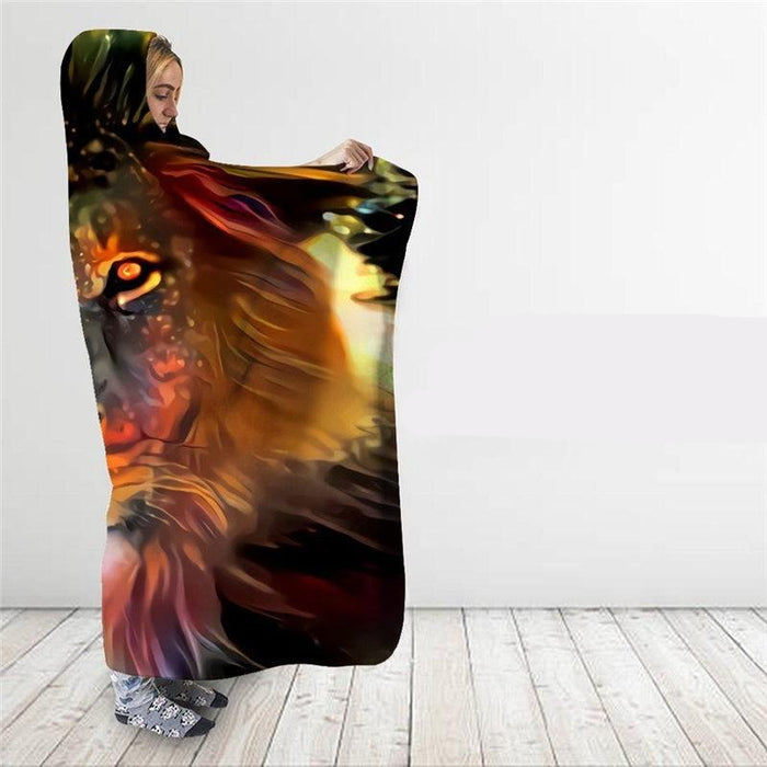 Lion Animal Fleece Blanket Hoodie