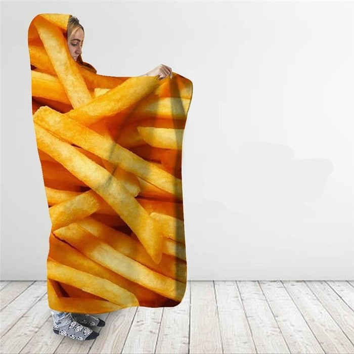French Fries Print Blanket Hoodie