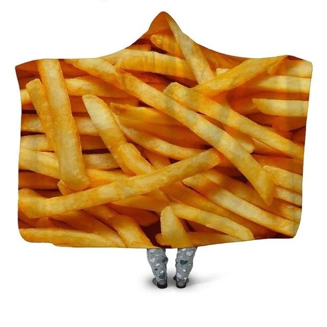 French Fries Print Blanket Hoodie