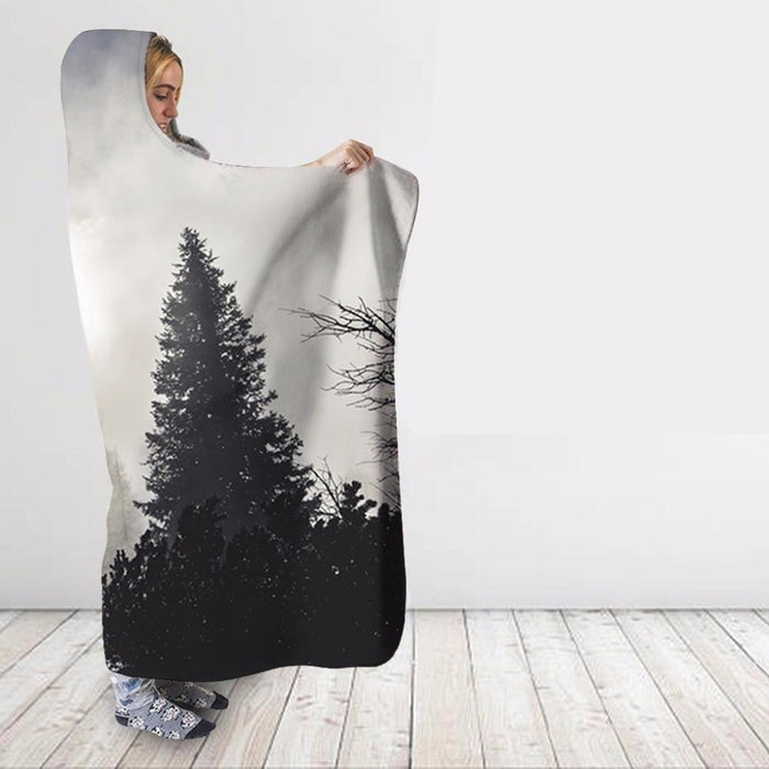 Foggy Bright Forest Blanket Hoodie