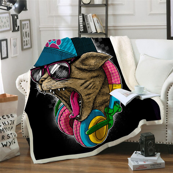DJ Cat Blanket Quilt