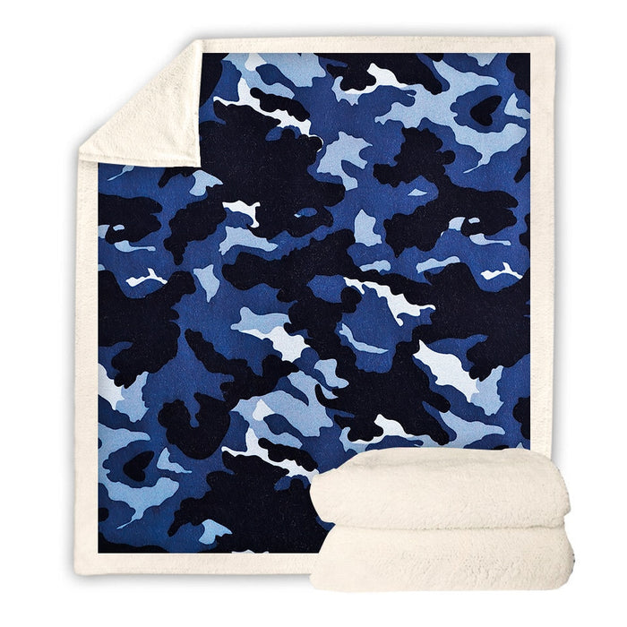 Navy Blue Camo Blanket Quilt