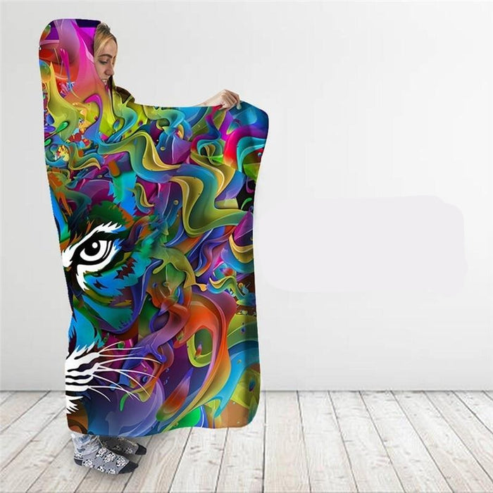 Painted Swirls Tiger Blanket Hoodie