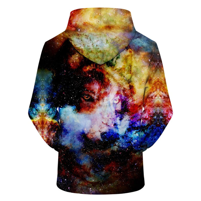 Colorful Galaxy Wolf Hoodie