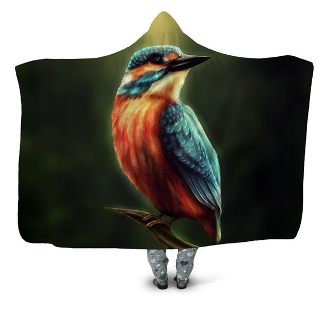 Kingfisher Bird Blanket Hoodie