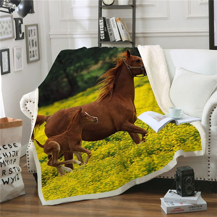 Brown Horse & Baby Blanket Quilt