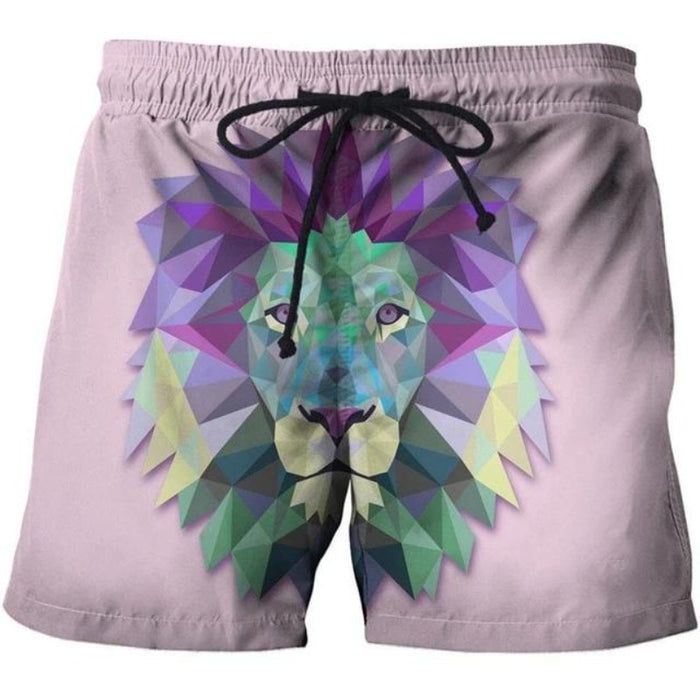 Pink Geometric Lion Shorts
