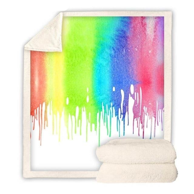 Rainbow Paint Drip Blanket Quilt