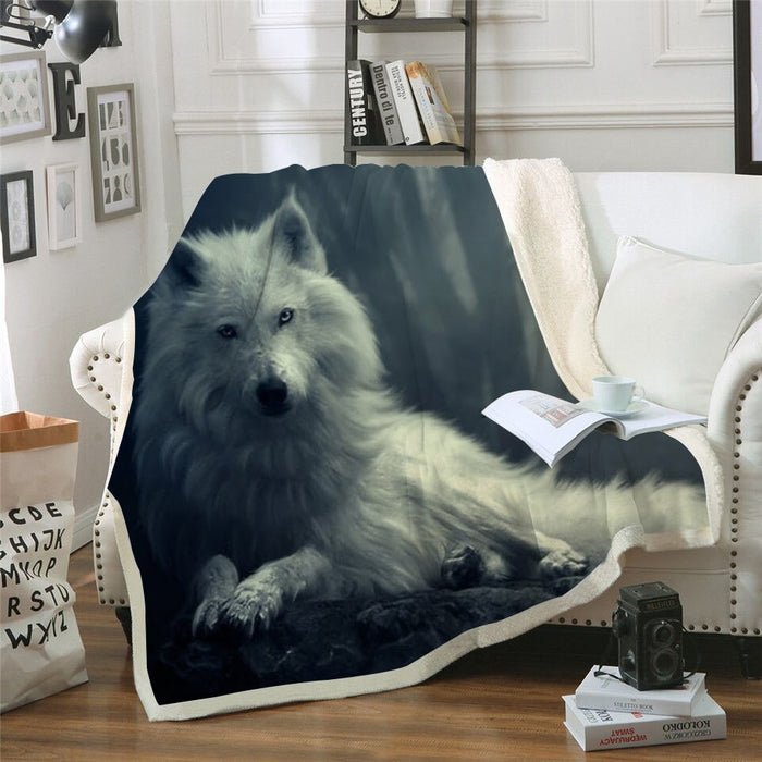 White Wolf Stare Blanket Quilt