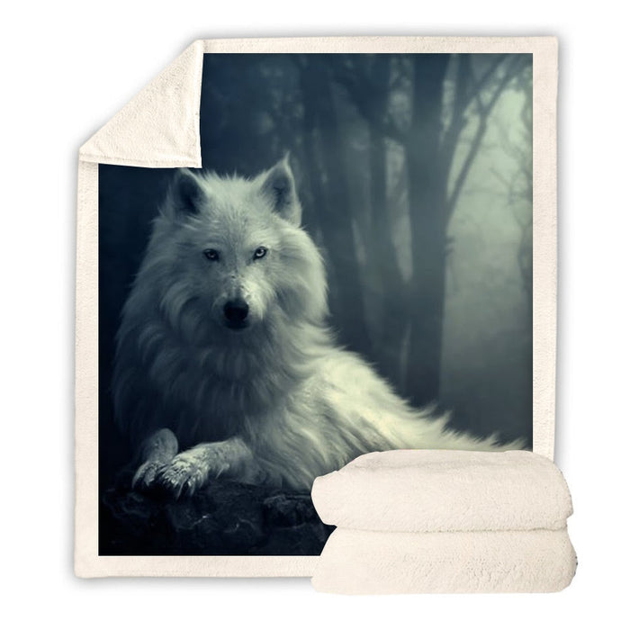White Wolf Stare Blanket Quilt