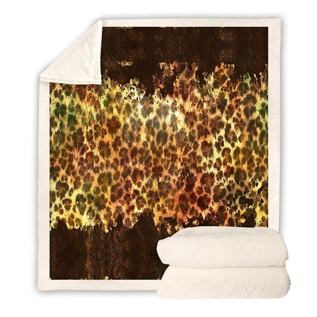 Golden Leopard Pattern Blanket Quilt