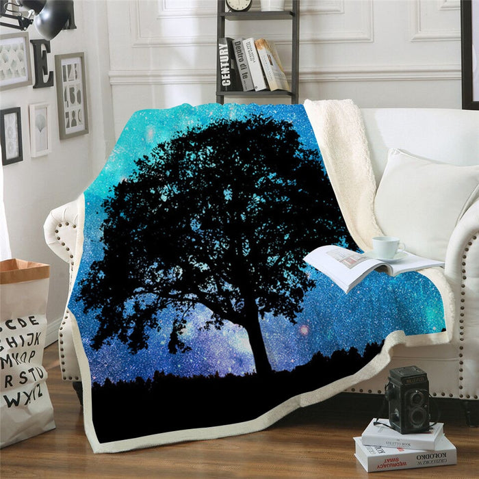 Starry Night Sky Tree Blanket Quilt
