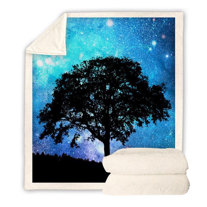 Starry Night Sky Tree Blanket Quilt