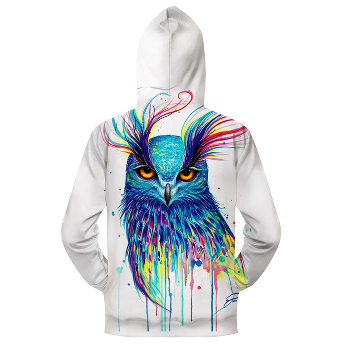 Colorful Owl Zip-up Hoodie