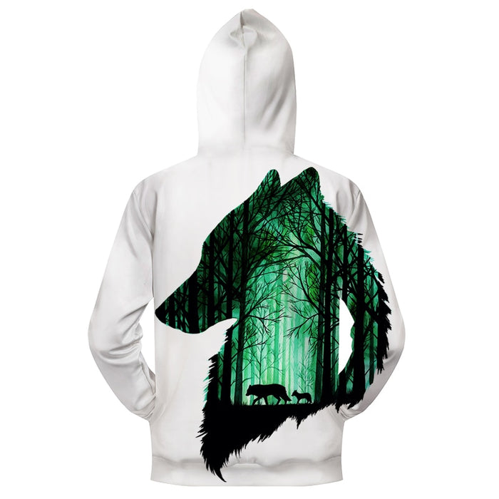 Wolf Green Forest Zip-up Hoodie